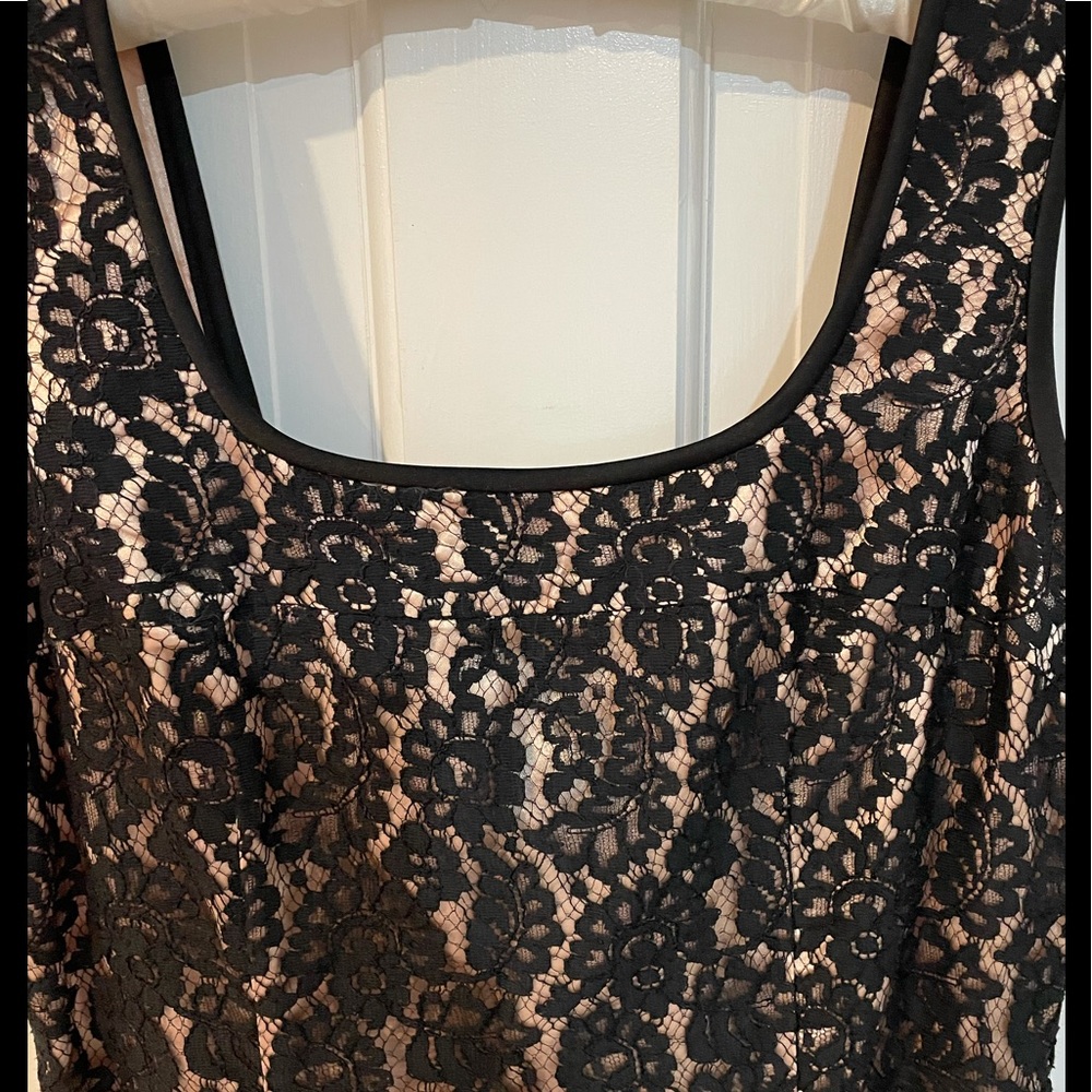 Donna Rico Black Lace Dress w/ Champagne Colored Underneath and Exquisite Detail - Picture 6 of 9